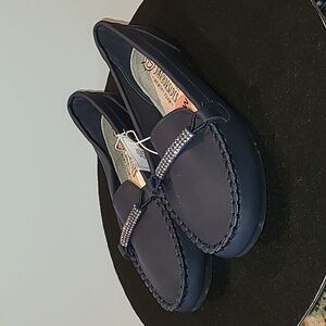 Harborside Navy Ballet Flat Slip-on Loafers sz. 7.5W (#826)NWT.